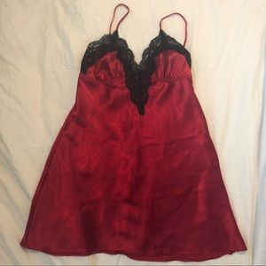 red silky satin chemise lingerie